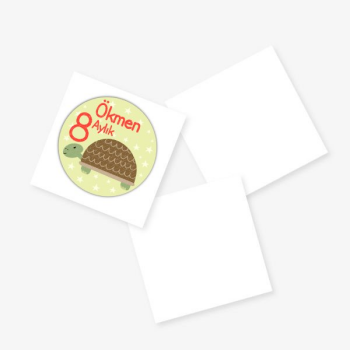 8 Aylık – Baby Shower Kağıt Sticker Kare(Yapışkanlı) tasarımı