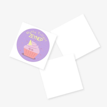 Cupcake – Baby Shower Kağıt Sticker Kare(Yapışkanlı) tasarımı