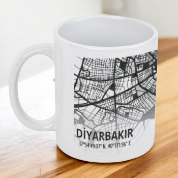 Diyarbakır Şehir Haritası Baskılı Kupa