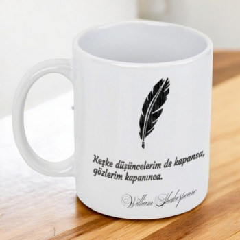 William Shakespeare Sözlü Baskılı Beyaz Kupa
