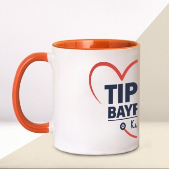 Kişiye Özel Baskılı Turuncu Kupa Bardak