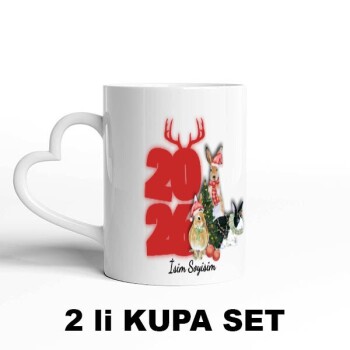 Sevgililere Özel Kalpli Beyaz Kupa Bardak Set