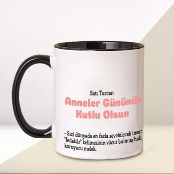 Kişiye Özel Baskılı Siyah Kulplu Kupa Bardak