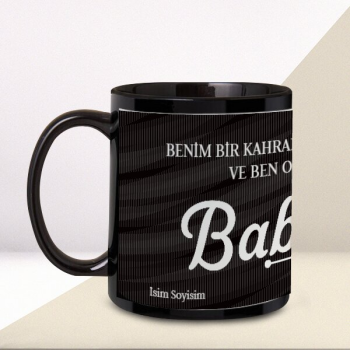 Babalar Gününe Özel Siyah Kupa Bardak-2 – İsme Özel Siyah Kupa Bardak tasarımı