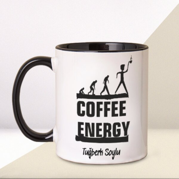 Coffe Energy Tasarım Kupa – Kişiye Özel Baskılı Siyah Kulplu Kupa Bardak tasarımı