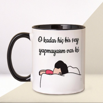 Esprili Karikatür Temalı Siyah Kupa – Kişiye Özel Baskılı Siyah Kulplu Kupa Bardak tasarımı