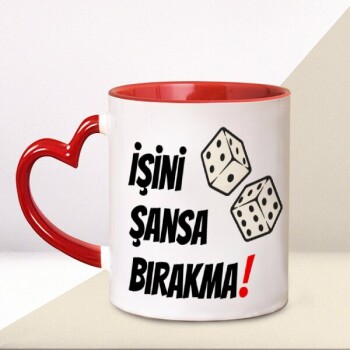 Kişiye Özel Baskılı Kalp Kulplu Kupa Bardak