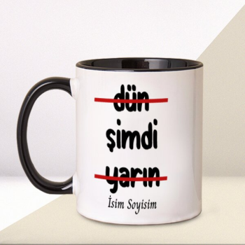 Şimdi Tasarımlı Kupa – Kişiye Özel Baskılı Siyah Kulplu Kupa Bardak tasarımı