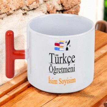 Türkçe Öğretmeni Tasarımlı Turuncu T Fincan online tasarla
