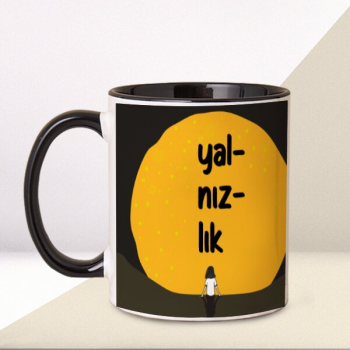 Kişiye Özel Baskılı Siyah Kulplu Kupa Bardak