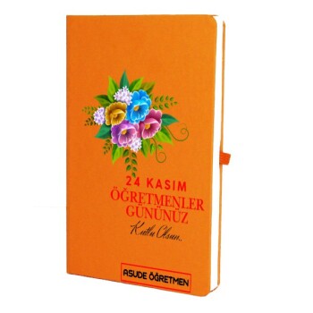 Tarihsiz Çizgili Turuncu Ajanda/Defter 13X21Cm