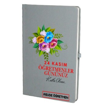 Tarihsiz Çizgili Gri Ajanda/Defter 13X21Cm