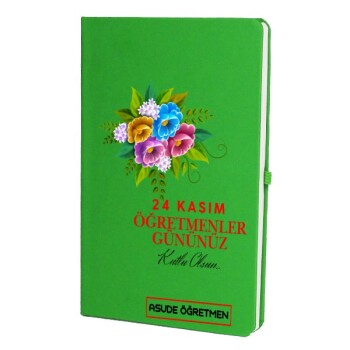 Tarihsiz Çizgili Yeşil Ajanda/Defter 13X21Cm