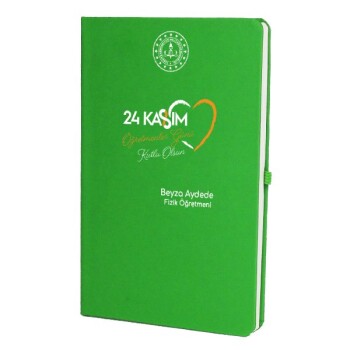 Tarihsiz Çizgili Yeşil Ajanda/Defter 13X21Cm