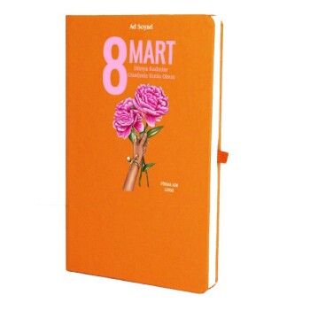 Tarihsiz Çizgili Turuncu Ajanda/Defter 13X21Cm
