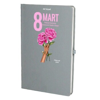 Tarihsiz Çizgili Gri Ajanda/Defter 13X21Cm