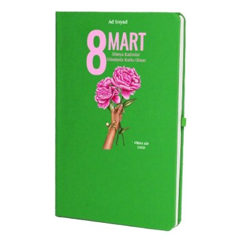 Tarihsiz Çizgili Yeşil Ajanda/Defter 13X21Cm