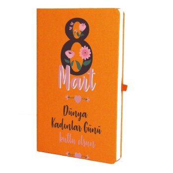 Tarihsiz Çizgili Turuncu Ajanda/Defter 13X21Cm