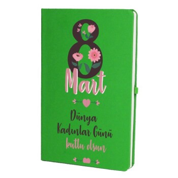 Tarihsiz Çizgili Yeşil Ajanda/Defter 13X21Cm