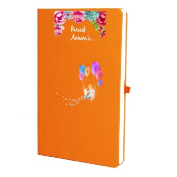 Tarihsiz Çizgili Turuncu Ajanda/Defter 13X21Cm