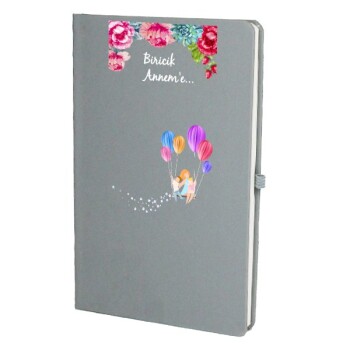 Tarihsiz Çizgili Gri Ajanda/Defter 13X21Cm