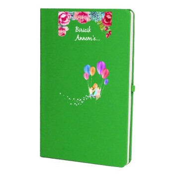 Tarihsiz Çizgili Yeşil Ajanda/Defter 13X21Cm