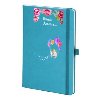Tarihsiz Çizgili Turkuaz Ajanda/Defter 13X21Cm