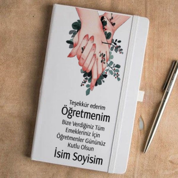Çiçekli El  Tasarımlı Tarihsiz Beyaz Ajanda – Tarihsiz Beyaz Ajanda / Defter 13X21Cm tasarımı
