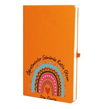 Tarihsiz Çizgili Turuncu Ajanda/Defter 13X21Cm