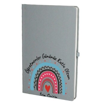 Tarihsiz Çizgili Gri Ajanda/Defter 13X21Cm