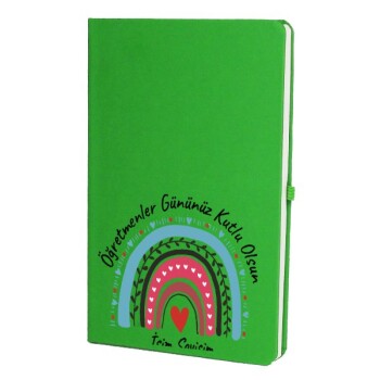 Tarihsiz Çizgili Yeşil Ajanda/Defter 13X21Cm