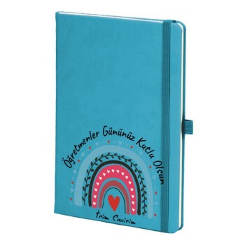 Tarihsiz Çizgili Turkuaz Ajanda/Defter 13X21Cm