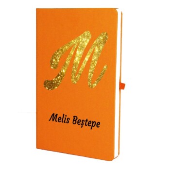 Tarihsiz Çizgili Turuncu Ajanda/Defter 13X21Cm
