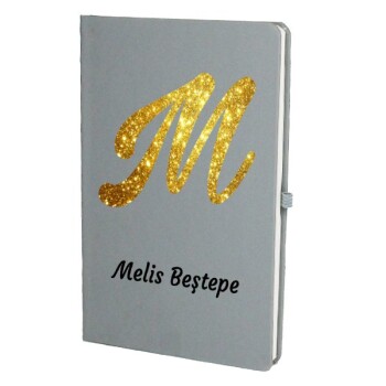 Tarihsiz Çizgili Gri Ajanda/Defter 13X21Cm