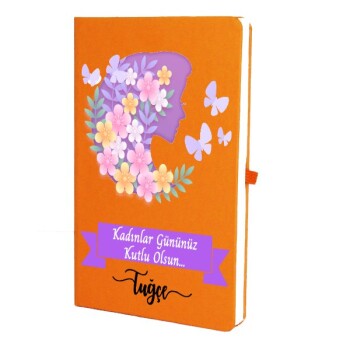 Tarihsiz Çizgili Turuncu Ajanda/Defter 13X21Cm