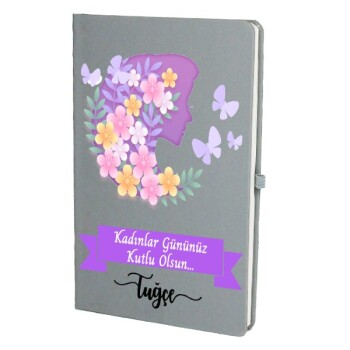 Tarihsiz Çizgili Gri Ajanda/Defter 13X21Cm