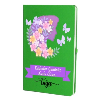 Tarihsiz Çizgili Yeşil Ajanda/Defter 13X21Cm