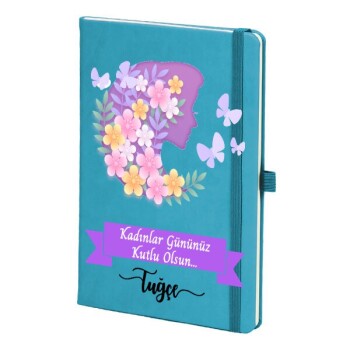 Tarihsiz Çizgili Turkuaz Ajanda/Defter 13X21Cm