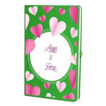Tarihsiz Çizgili Yeşil Ajanda/Defter 13X21Cm