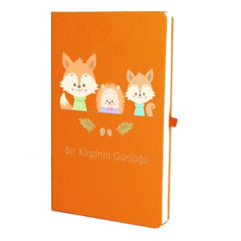 Tarihsiz Çizgili Turuncu Ajanda/Defter 13X21Cm