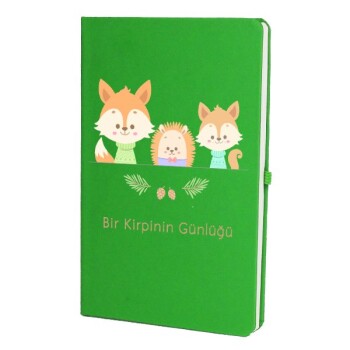 Tarihsiz Çizgili Yeşil Ajanda/Defter 13X21Cm