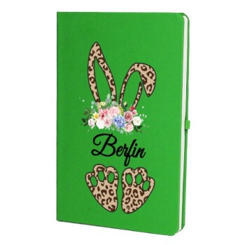 Tarihsiz Çizgili Yeşil Ajanda/Defter 13X21Cm