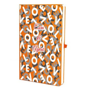 Tarihsiz Çizgili Turuncu Ajanda/Defter 13X21Cm