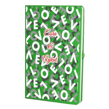 Tarihsiz Çizgili Yeşil Ajanda/Defter 13X21Cm