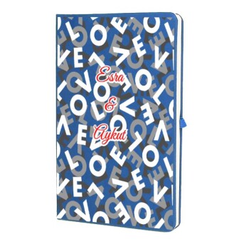 Tarihsiz Çizgili Mavi Ajanda/Defter 13X21Cm
