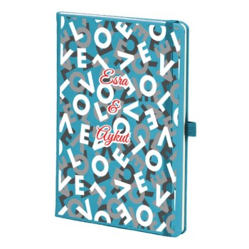 Tarihsiz Çizgili Turkuaz Ajanda/Defter 13X21Cm