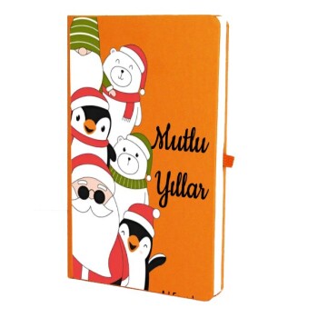 Tarihsiz Çizgili Turuncu Ajanda/Defter 13X21Cm