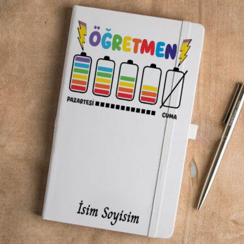 Öğretmen Enerji Tasarımlı Tarihsiz Beyaz Ajanda – Tarihsiz Beyaz Ajanda / Defter 13X21Cm tasarımı