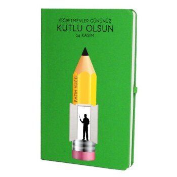 Tarihsiz Çizgili Yeşil Ajanda/Defter 13X21Cm