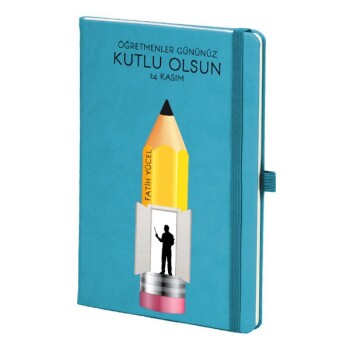 Tarihsiz Çizgili Turkuaz Ajanda/Defter 13X21Cm